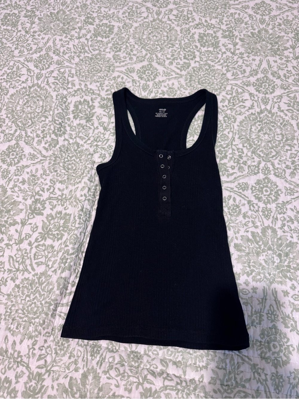 aerie Black Ribbed Henley Racerback Tank